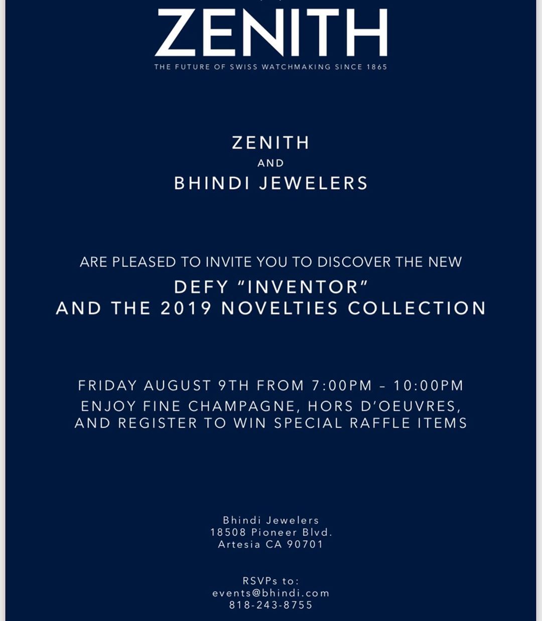 Chrono Group & Bhindi Jewelers & Zenith 8/9/19